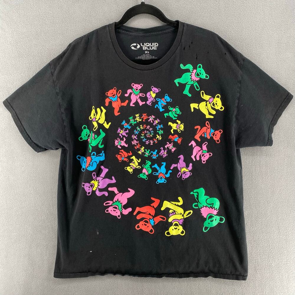 Liquid Blue Grateful Dead Dancing Bears Spiral Band Tee XL Black Music